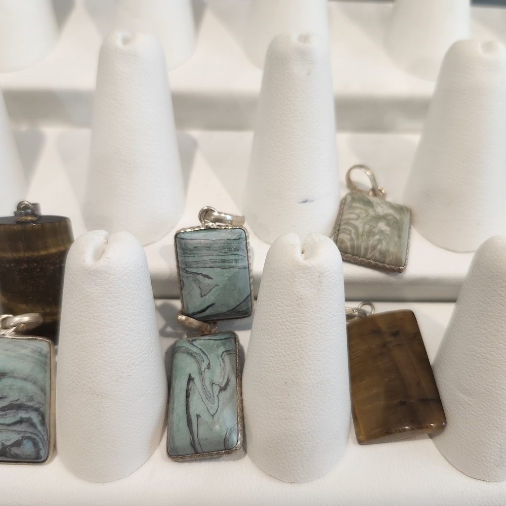 Green and Brown Stone Pendants